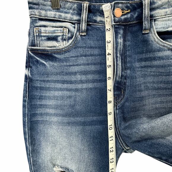 KanCan Kurvy Ultra High Ankle Jean Womens 28 Blue Split Frayed Hem Distressed - Picture 10 of 16